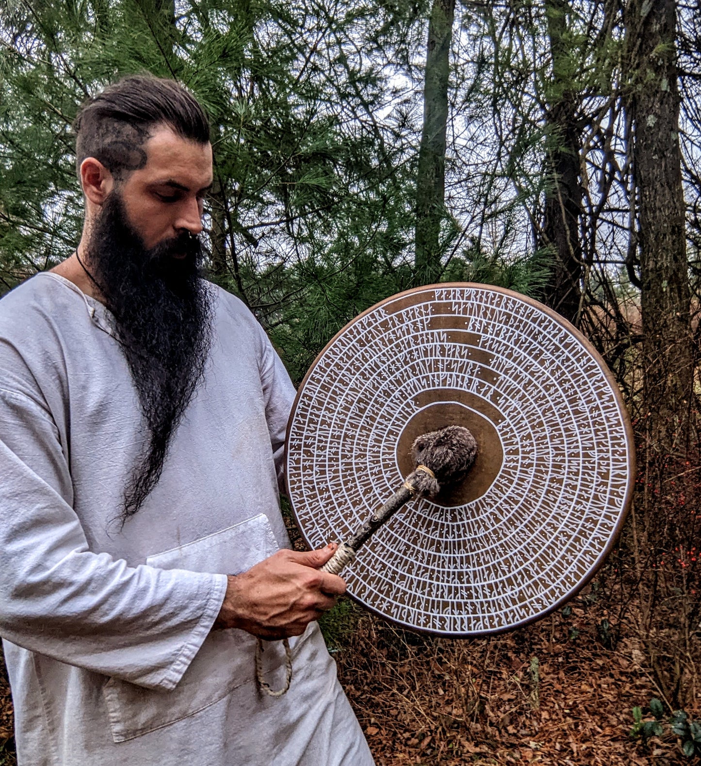 Runasöngr Hand Painted Shaman Drum | Icelandic Rune Poem |  Younger Futhark