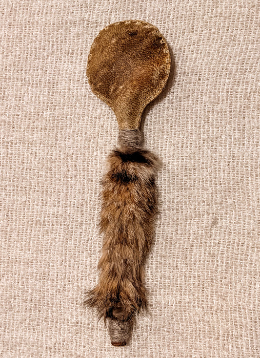 Bear Hide & Bobcat Fur Shaman Rattle | Hand Sewn | Rich Loud Sound