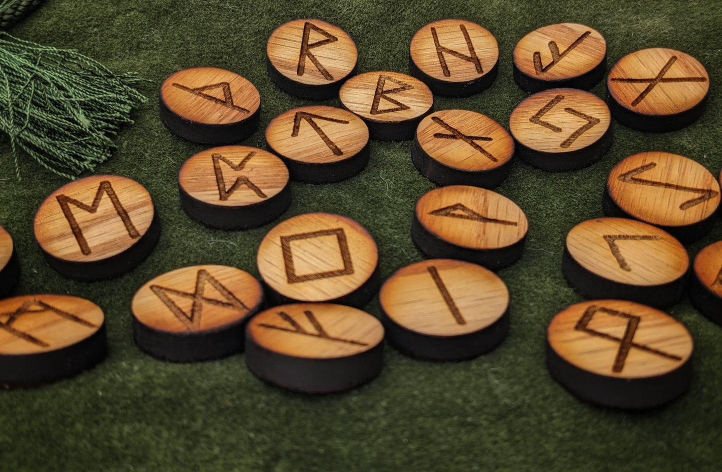 Red Oak Runes | Round Wood Runes | Elder Futhark Rune Set