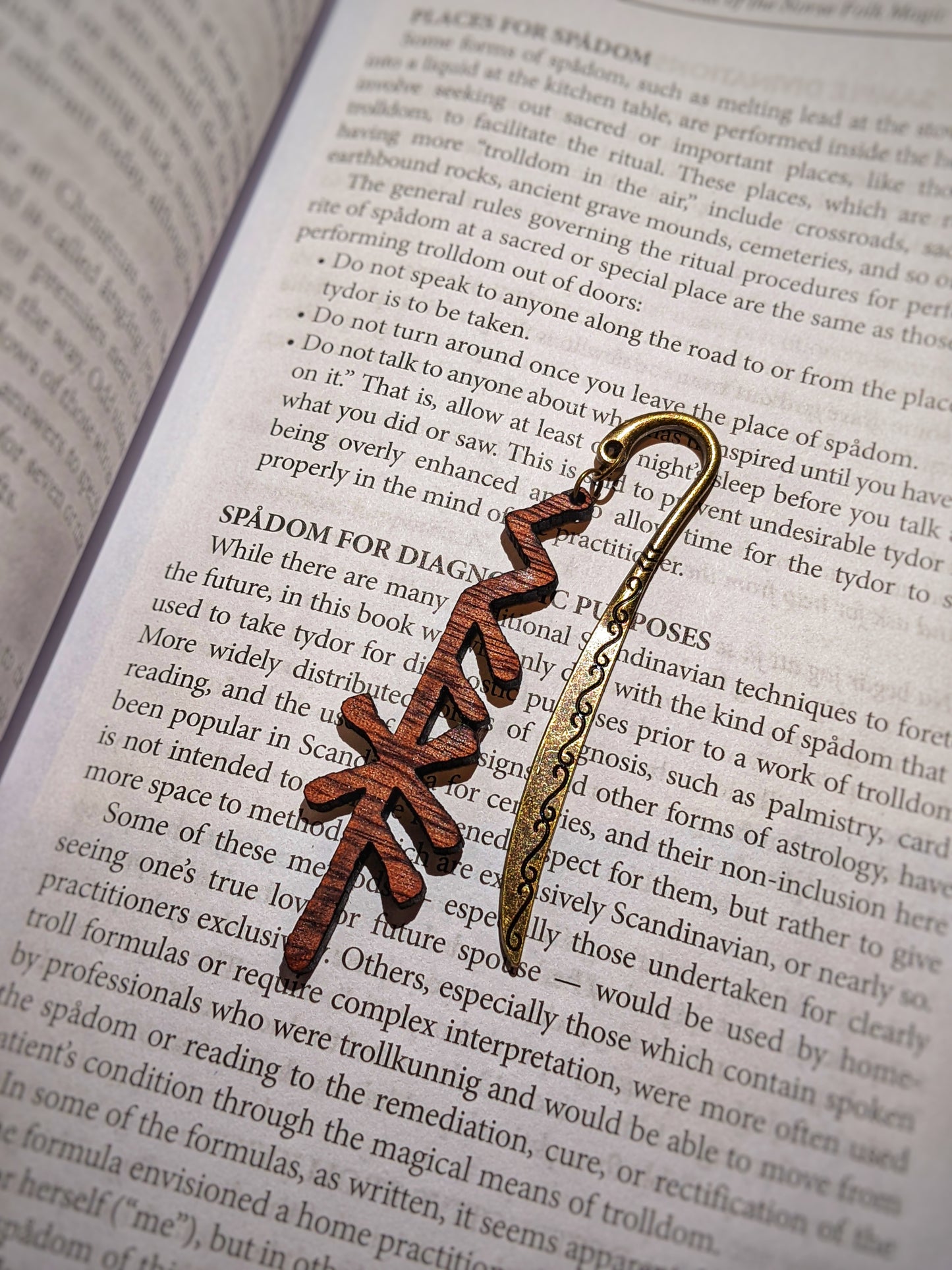 Saga Bindrune Mahogany & Metal Bookmark | Norse Pagan | Bookworm Gift