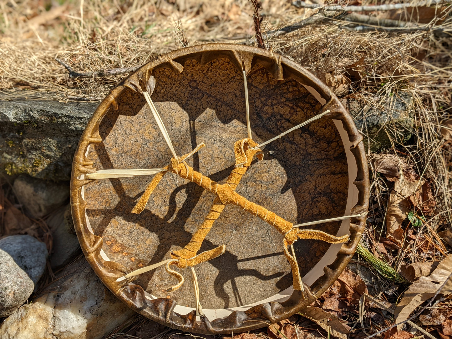 12" Bison Hide Lífsstafur Drum | Norse Pagan Drum | Nordic Art