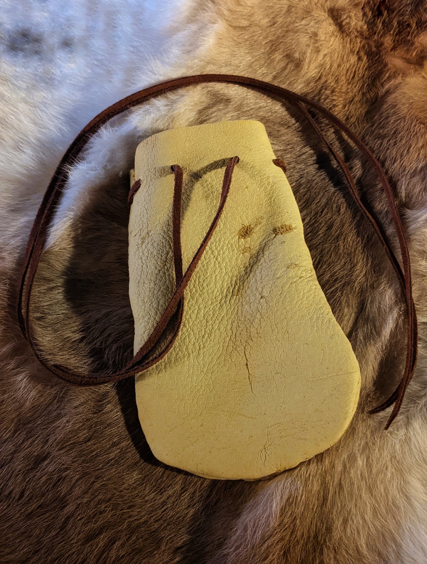 Deer Rib Rune Set in Elk Leather Medicine Bag | Wearable Neck Pouch | Rune Bag
