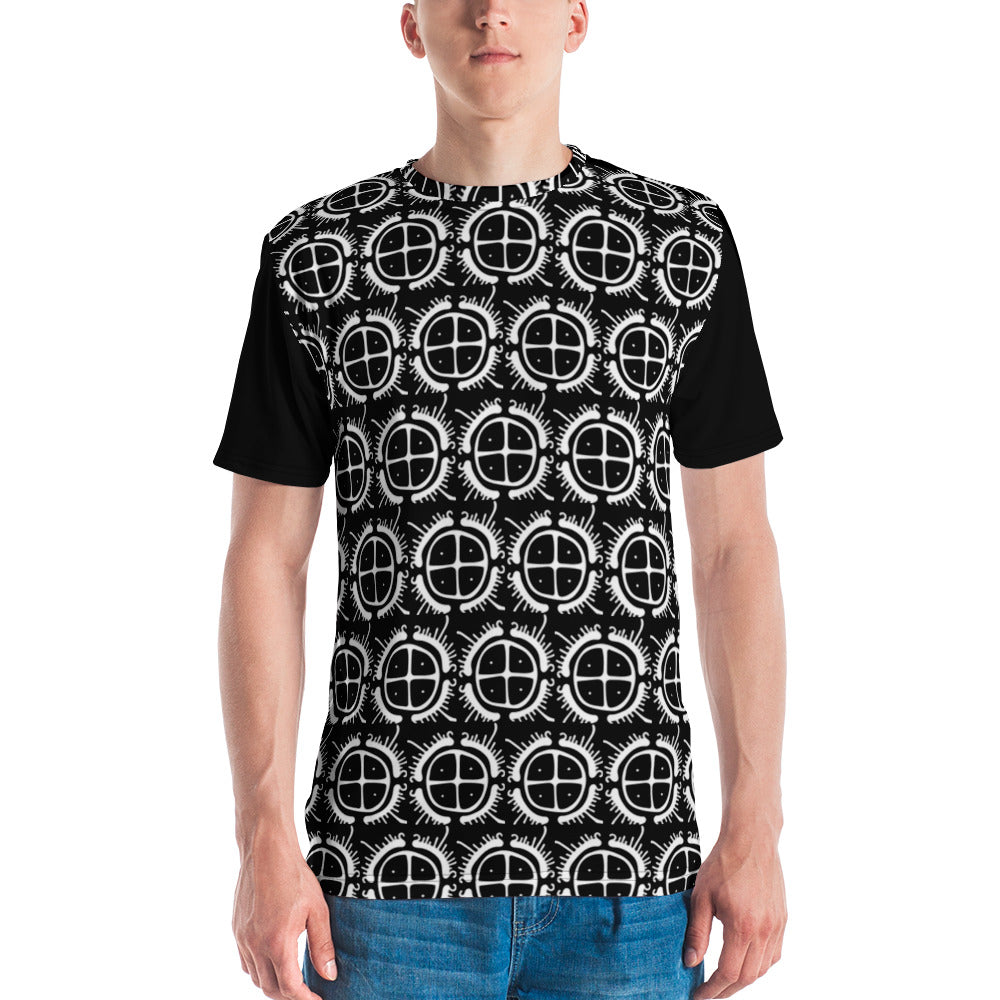 All Over Print Viking Sunwheel Ships Primitive Norse Art Black T-Shirt Unisex