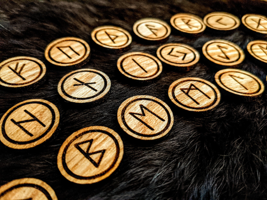 Black Ash Yggdrasil Rune Set of 24 Elder Futhark Old Norse Wood