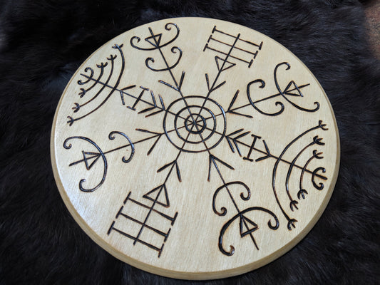 Veldismagn Icelandic Magic Stave Heathen Asatru Altar Plate Safe Travels Protection Witchcraft h