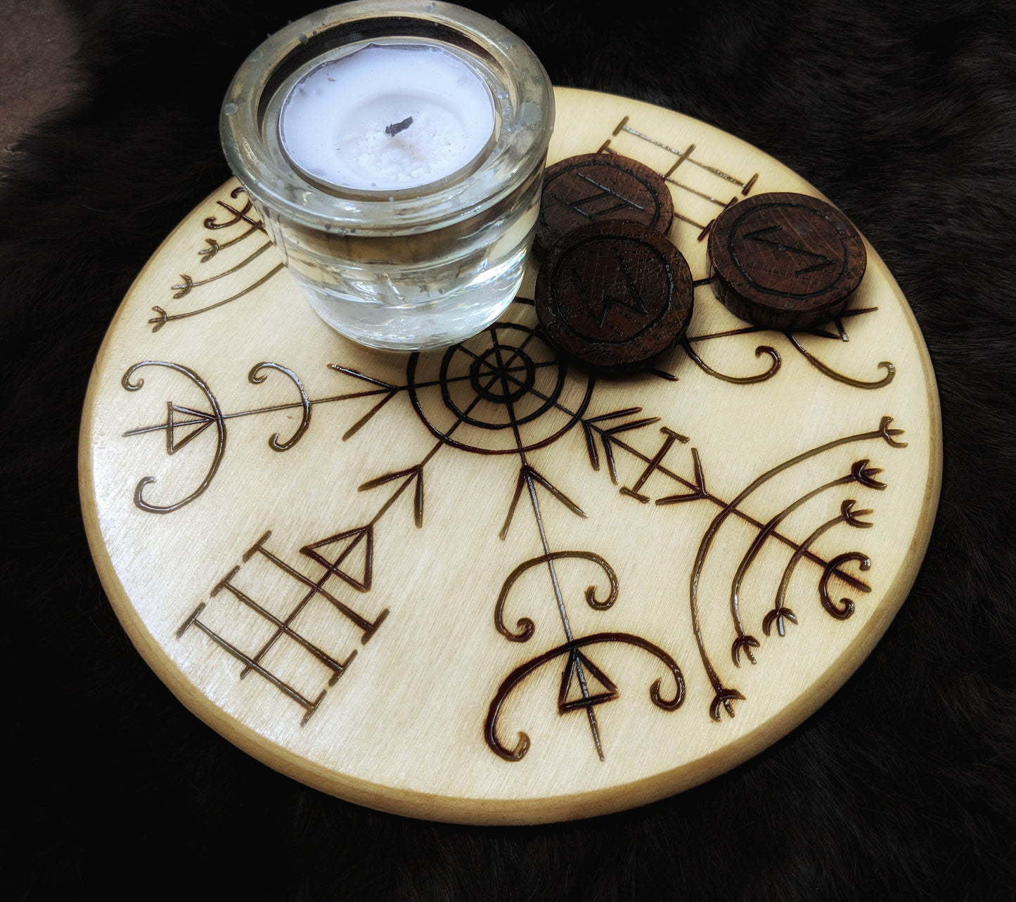 Veldismagn Icelandic Magic Stave Heathen Asatru Altar Plate Safe Travels Protection Witchcraft h