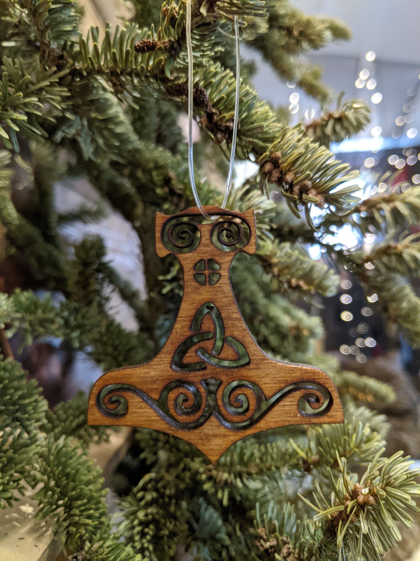 6 or 12 Mjolnir Yule Thor Hammer Asatru Heathen Tree Ornaments Wood