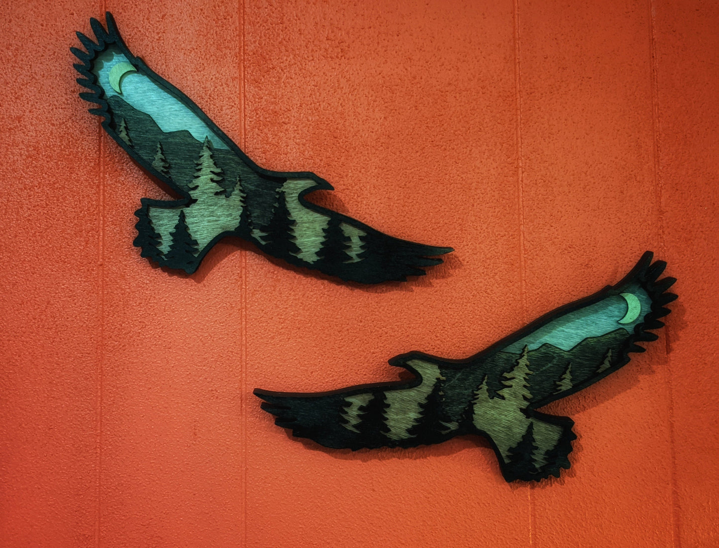 3D Layered Raven Forest Huginn Muninn Wall Art Hanging Norse Pagan Decor