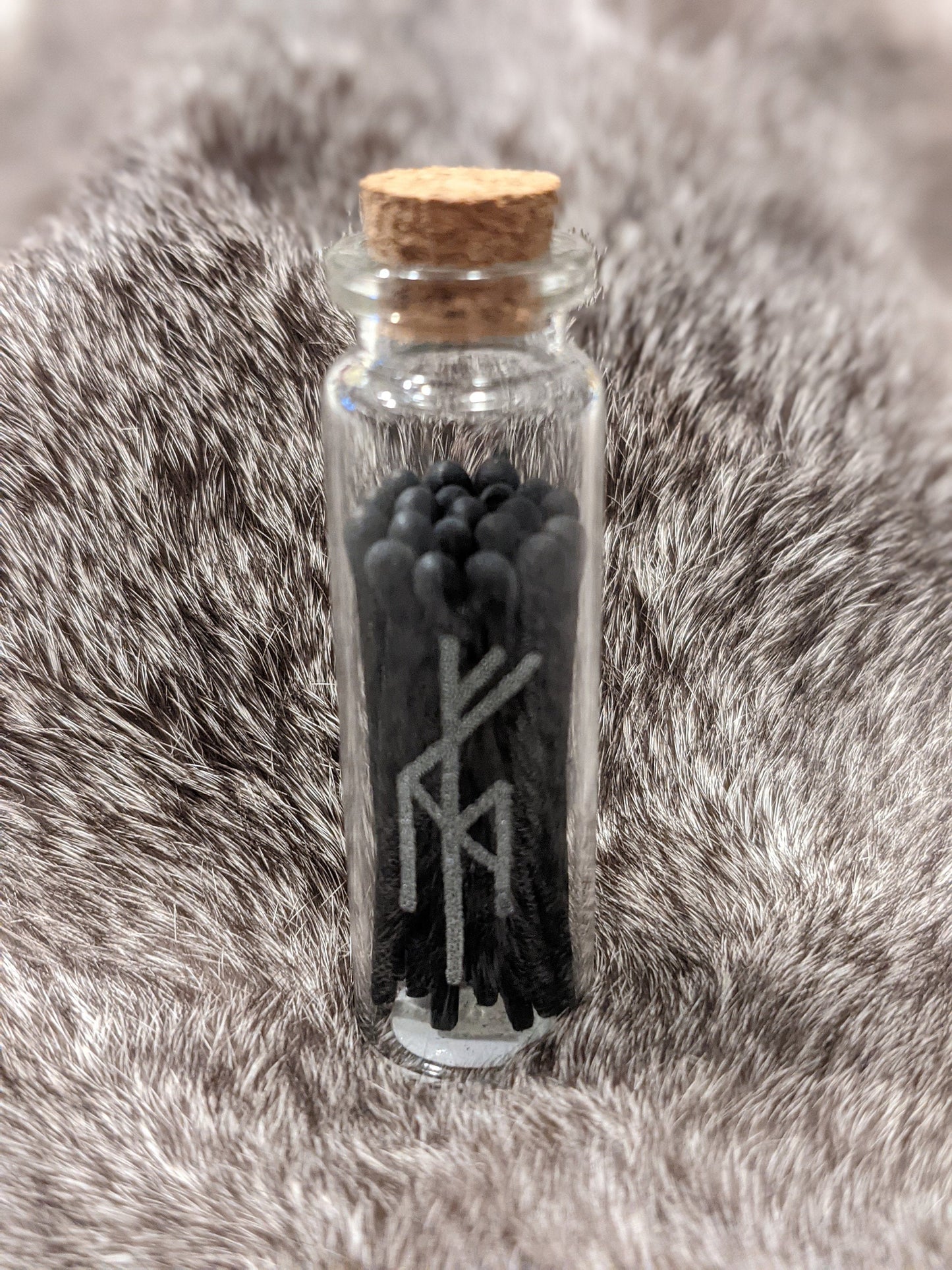 20 Black Matches Strike On Jar Bindrune Reusable Glass Bottle Witchcraft