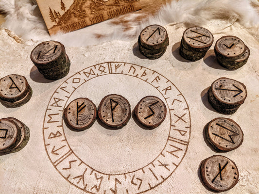 Set of 24 Chestnut Runes Natural Wood Runes