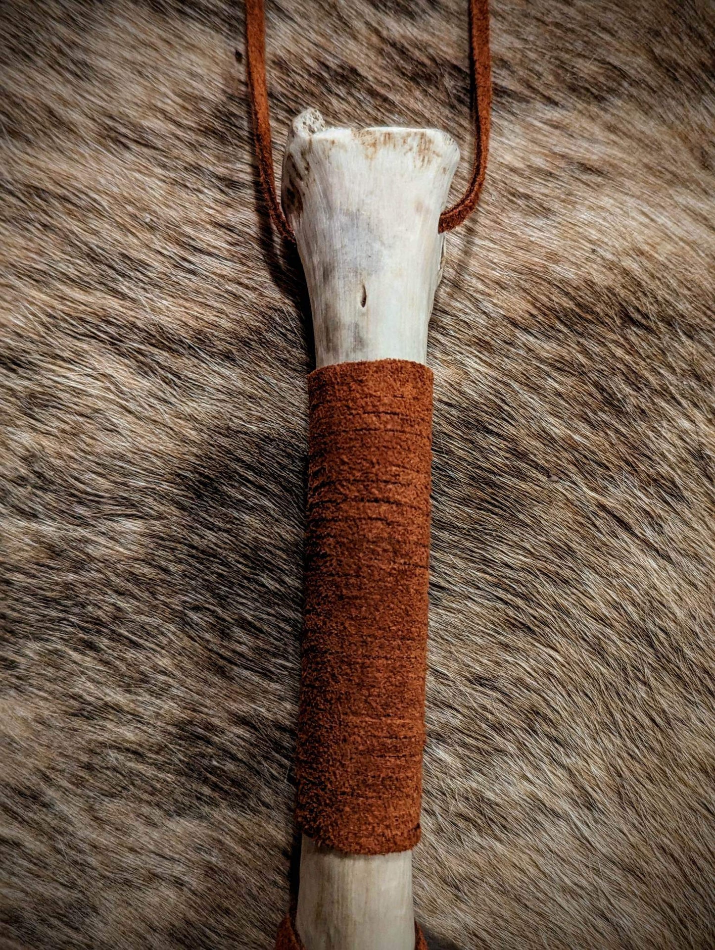 Deer Bone And Hoof Shaker With Rabbit Fur