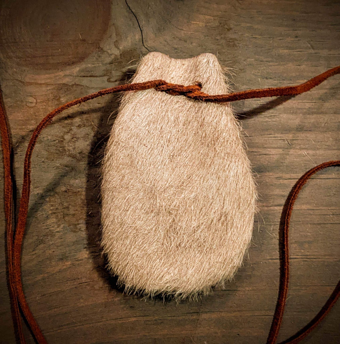 Fehu Cow Hair On Leather Neck Pouch Purse