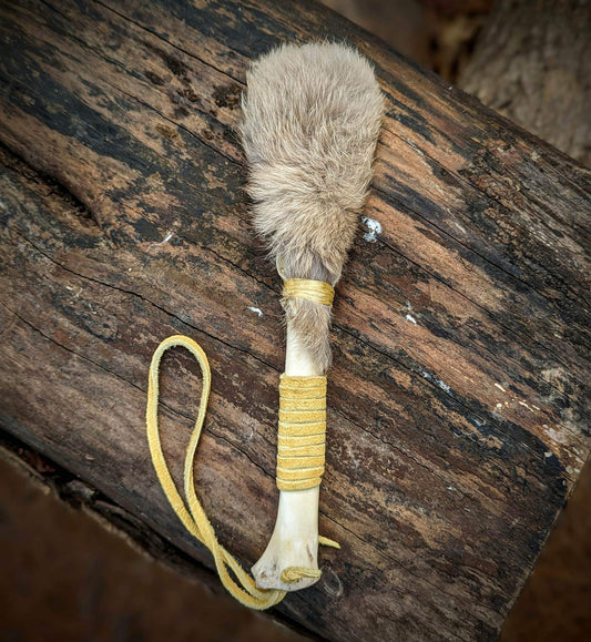 Bone Drum Beater With Rabbit Fur Rattle Head