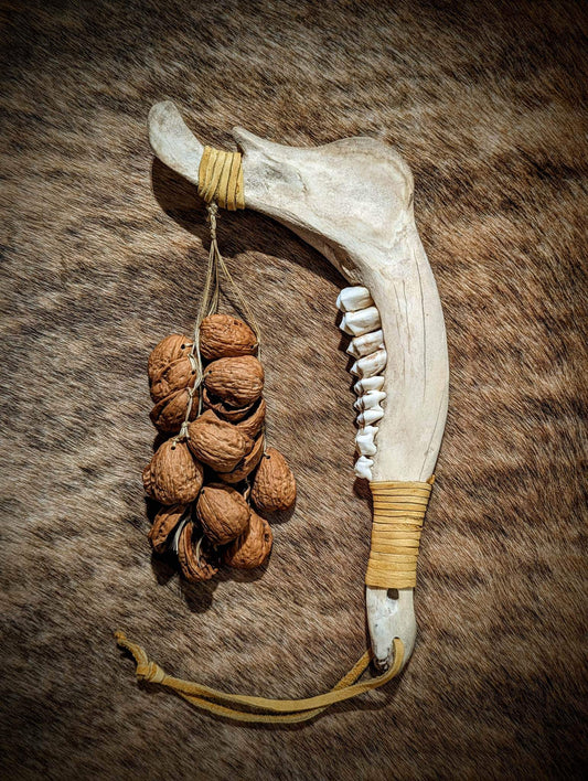Elk Jaw Bone Walnut Rattle