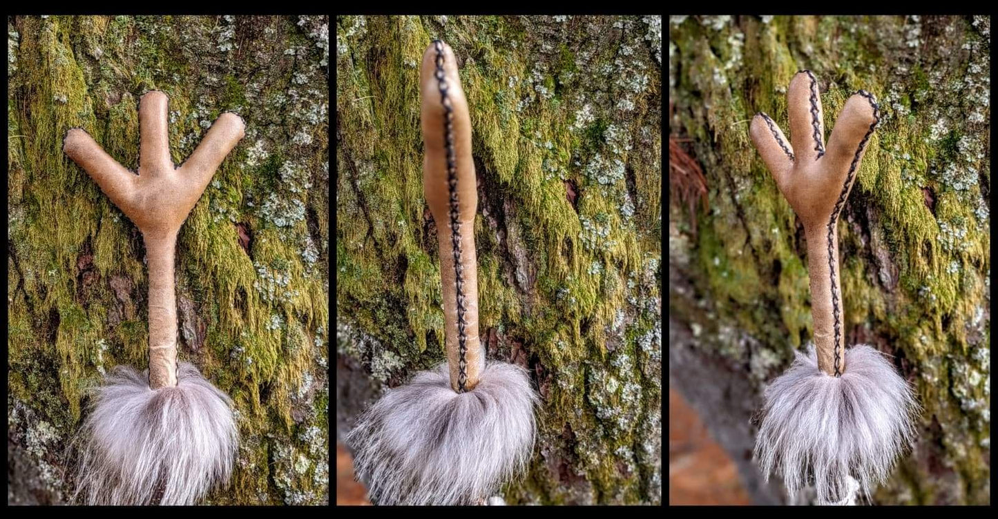 Algiz Rattle Staff | Wolf Fur | Icelandic Wool