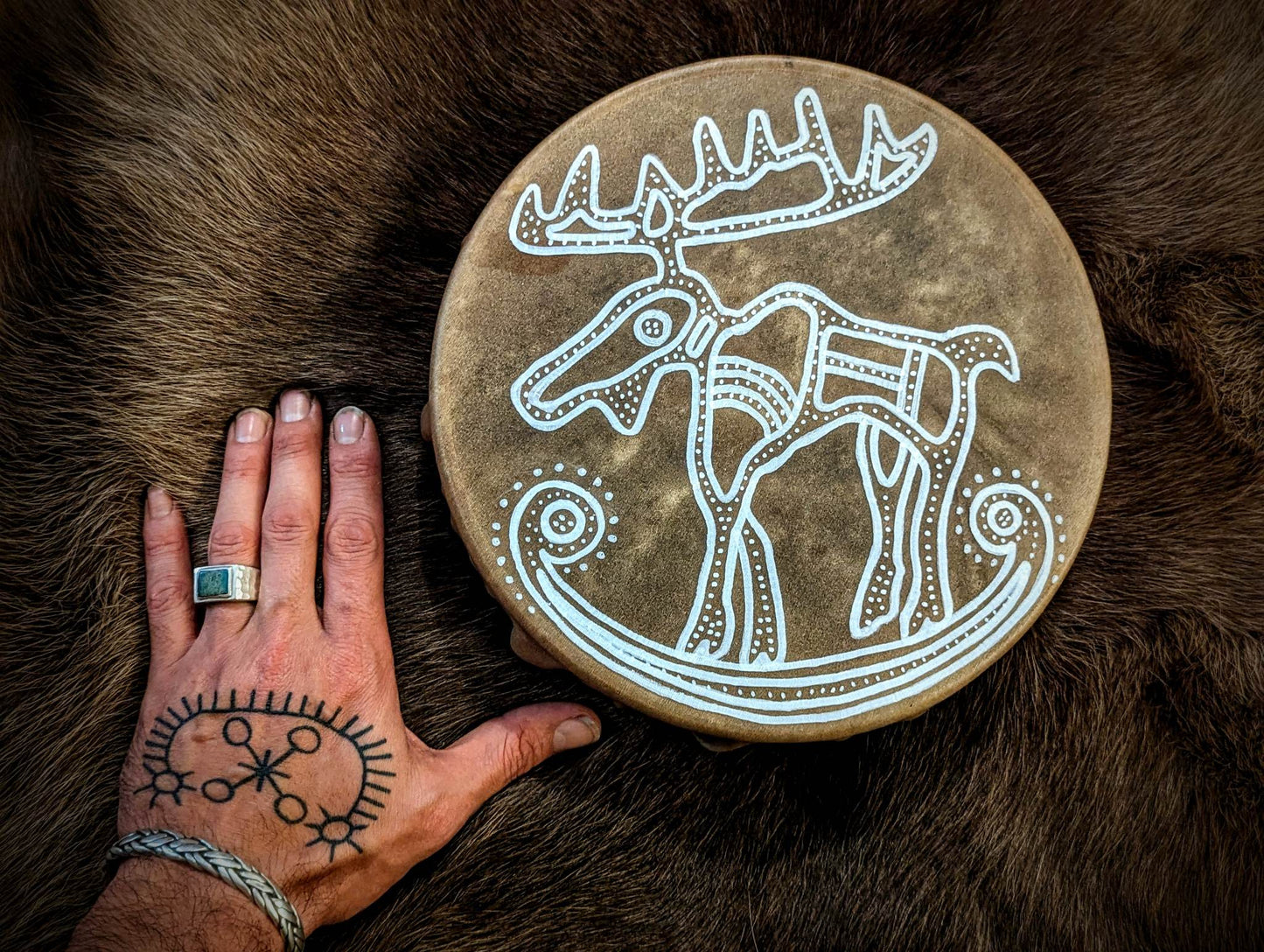 10 Inch Moose Hide Drum | Hand Painted