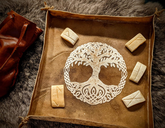 Elk Hide Yggdrasil Rune Casting Tray
