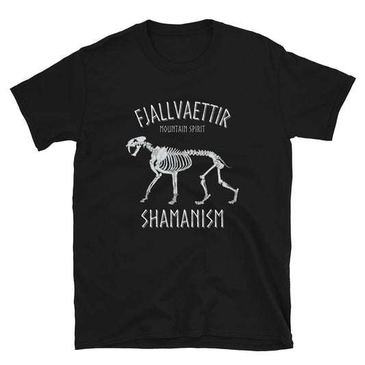 Fjallvaettir Sabertooth Skeleton Short-Sleeve Unisex T-Shirt Mountain Spirit Shamanism